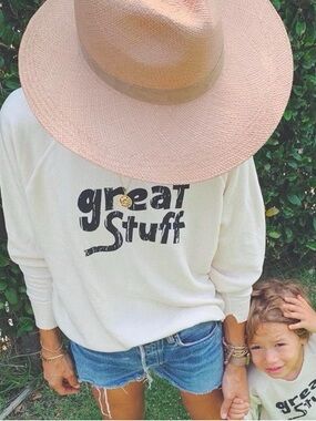 THE GREAT. Great Stuff College Sweatshirt in Washed White size 1/S